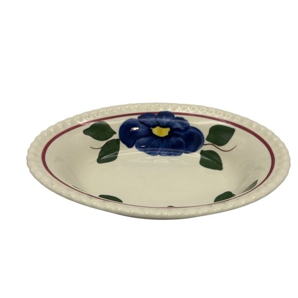 Blue Ridge Pottery Oval Serving Bowl Pom Pom Hand Painted Countrycore USA Vtg - Picture 2 of 4